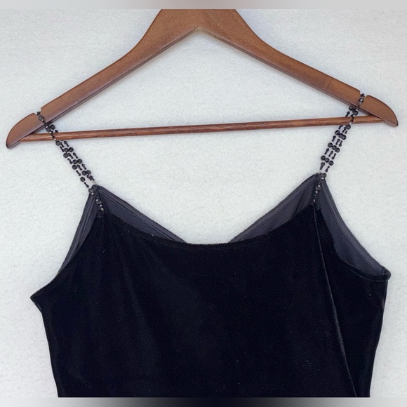 VINTAGE‎ ICE Velvet Camisole Y2K Black Top 90s Spaghetti Holiday Party Christmas - Picture 13 of 16